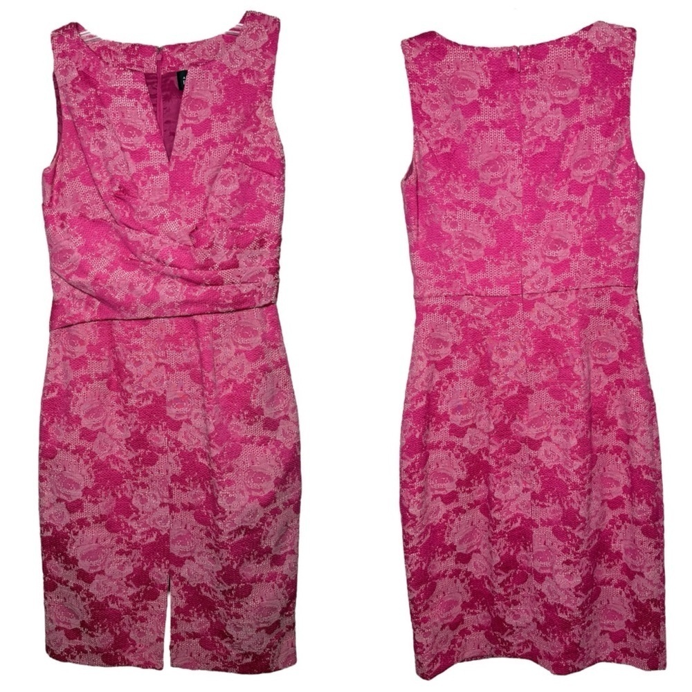 Adrianna Papel Pink Floral Ruched Sheath Dress Size 4 Rose Feminine Preppy